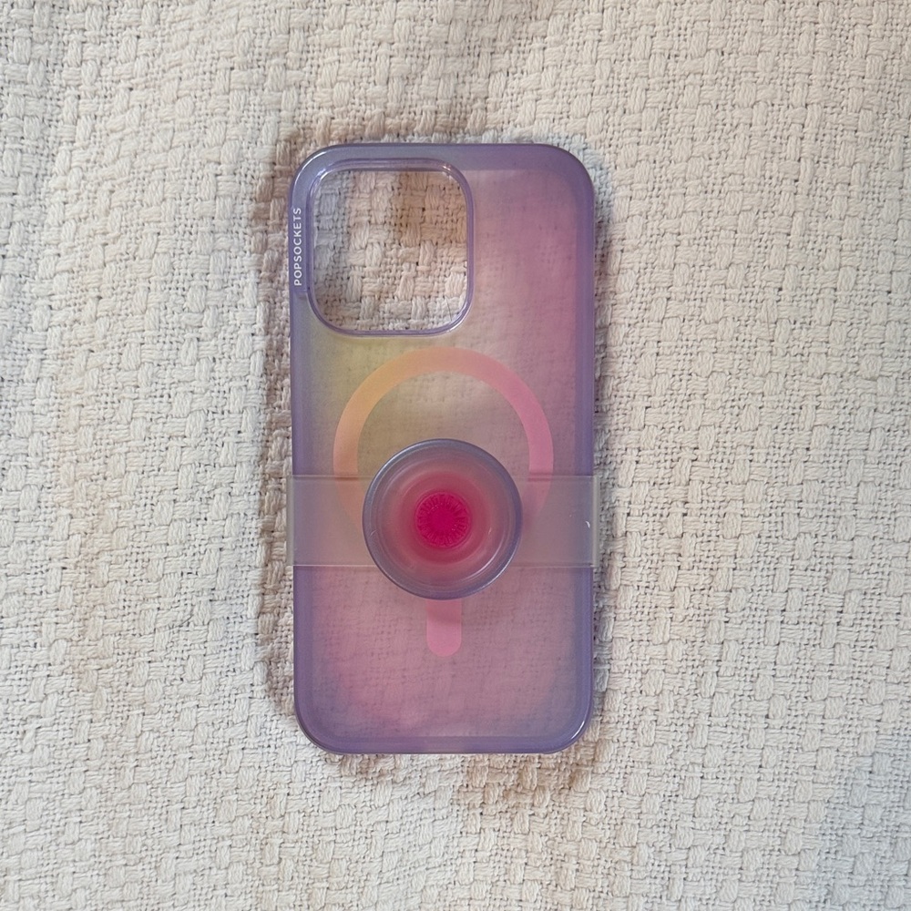 Purple and Pink Popsocket IPhone 14 Pro Case